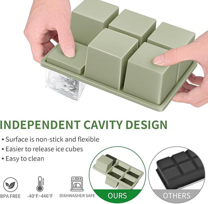 Large Ice Cube Tray for Whiskey: FDDBI Silicone Ice Cube Trays with Lid - 2Pack Big Square Old Fashioned Ice Cube Maker for Cocktail - 2inch Huge Cubed Ice Trays for Whisky - Image 2