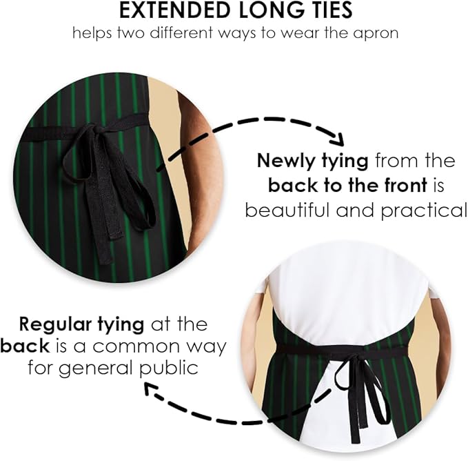 Avalon Kitchen Aprons for Men - 100% Polyester Chef Apron Women with Extra Long Ties - Cooking Aprons for Women & Mens Apron - Image 3