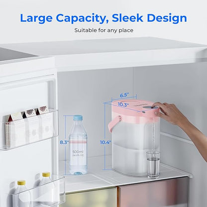 Waterdrop ED06P Electric Water Filter Pitcher, FreshTaste Rechargeable Dispenser, 17-Cup Instant Countertop Purifier, Reduce Chlorine, Lead, Copper, Purify, Soften Water, Does not Lower TDS, Pink