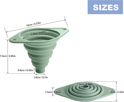 Kitchen Funnel Set 3 Pack, Collapsible Silicone Funnel for Kitchen Use Filling Bottles Liquid Food Transfer - Image 2