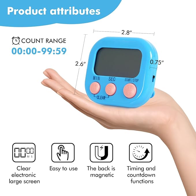 6 Pack Multi-Function Electronic Timer, Learning Management, Suitable for Kitchen, Study, Work, Exercise Training, Outdoor Activities(not Including Battery) - Image 2