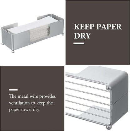 MyGift Paper Towel Holder, Modern Silver Tone Metal Tabletop Paper Dispenser, Commercial Folded Paper Tray for Guest Bathroom
