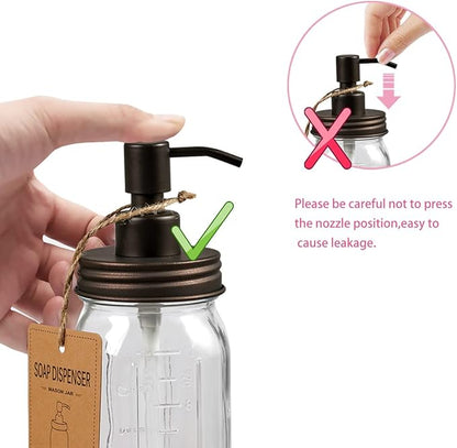 Amolliar 4 Pack Mason Jar Liquid Soap Dispenser, Rustproof Stainless Steel Lid Pump, Refillable Hand Soap for Bathroom, Kitchen, Cute Farmhouse Decor for Dish Soap, Liquid Soap, Lotions(Bronze) - Image 5