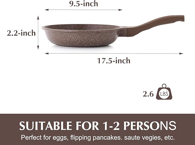 SENSARTE Nonstick Frying Pan Skillet, Non Stick Omelette Pan, Healthy Stone Cookware Chef's Pan PFOA Free, Toffee Brown (9.5 Inch) - Image 6