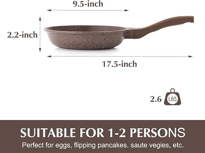 SENSARTE Nonstick Frying Pan Skillet, Non Stick Omelette Pan, Healthy Stone Cookware Chef's Pan PFOA Free, Toffee Brown (9.5 Inch) - Image 6