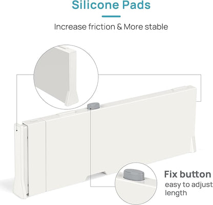 Vtopmart 6 Pack Drawer Dividers for Clothes, 4" High 11.3"-17" Adjustable Expandable Dresser Drawer Organizer, Plastic Drawers Separators for Dresser, Baby Clothes, Underwear, Kitchen & Office Storage - Image 9