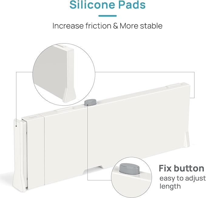 Vtopmart Drawer Dividers for Clothes 8 Pack, Adjustable 4" High Expandable from 11.3"-17" Dresser Drawer Organizer, Plastic Drawers Separators for Dresser, Baby Clothes, Kitchen and Office Storage - Image 9