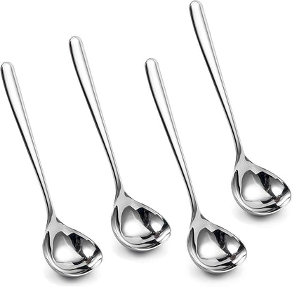 IMEEA 8-Inch Stainless Steel Sauce Ladle with Long Handle, Small Serving Ladle for Gravy, Dressing & Toppings, Set of 4 by IMEEA