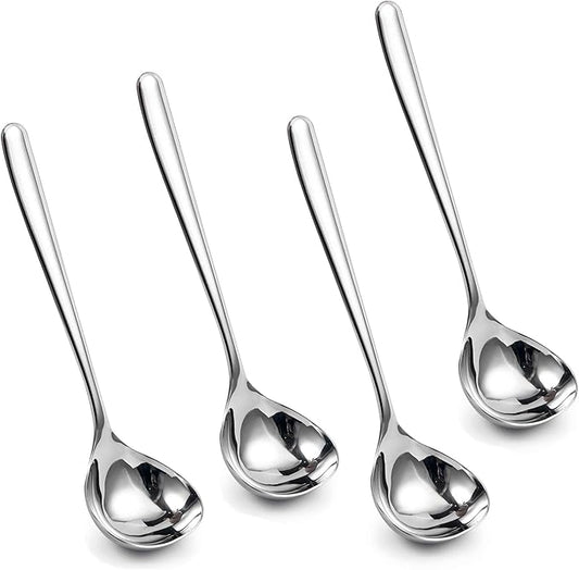 IMEEA 8-Inch Stainless Steel Sauce Ladle with Long Handle, Small Serving Ladle for Gravy, Dressing & Toppings, Set of 4 by IMEEA