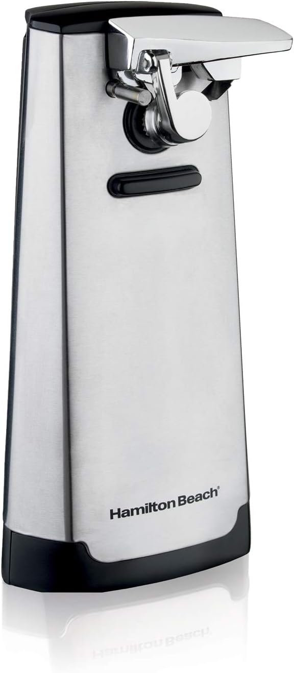 Hamilton Beach Extra-Tall Electric Automatic Can Opener with Easy-Clean Detachable Cutting Lever, Cord Storage, Knife Sharpener, Brushed Stainless Steel (76700) by HamiltonBeach