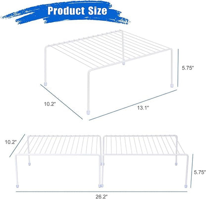 Medium (13.1 x 10.2 Inch) Cabinet Storage Shelf Rack, 6 Shelves, Kitchen Counter and Cabinet Shelf, Storage Rack Organizer for Kitchen, Fridge, Cabinet, Bathroom Cupboard & Pantry, White
