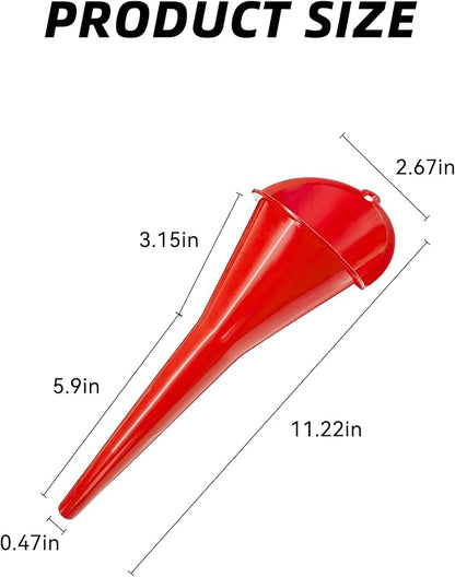 2 PCS Oil Funnel, Automotive Multi-Function Plastic Fuel Funnel with Long Neck, Universal Engine Oil Funnel for Filling Oils Gas Lubricants and Fluids, Car Accessories (2PCS-Red)