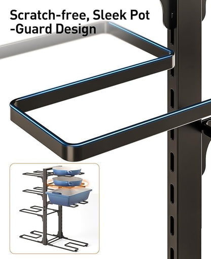 ORDORA Pots and Pans Organizer under Cabinet, 20.8" Height Heavy Duty 120LBS Pots Pans Organizer Rack for Cabinet 8-Tier Adjustable for Big Stockpots, Dutch Oven, Cast-iron Pan, Heavy Cookware, Bronze - Image 7