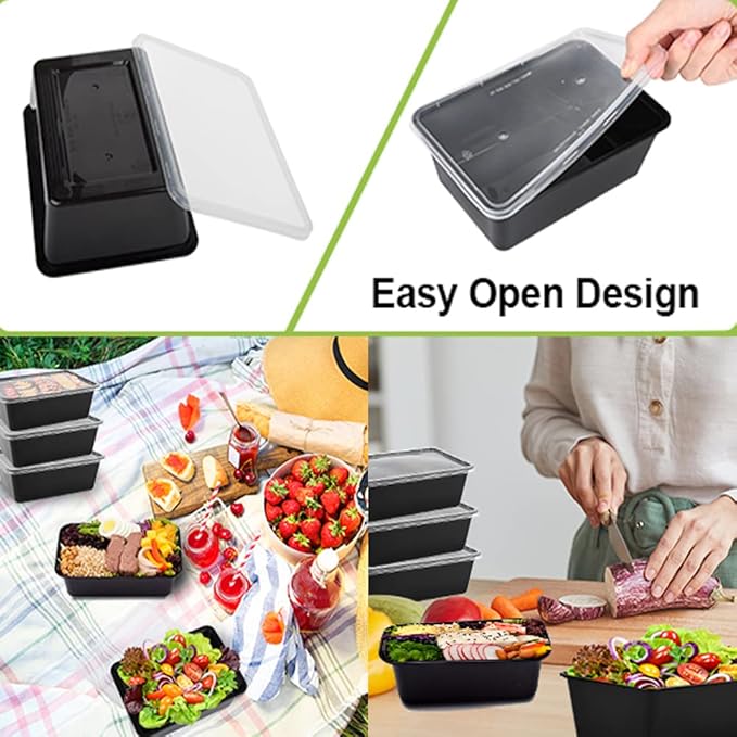50-Pack Meal Prep Containers, 26 OZ Microwavable Reusable Food Containers with Lids for Food Prepping, Disposable Lunch Boxes, Plastic Food Boxes- Stackable, Freezer Dishwasher Healthy - Image 6