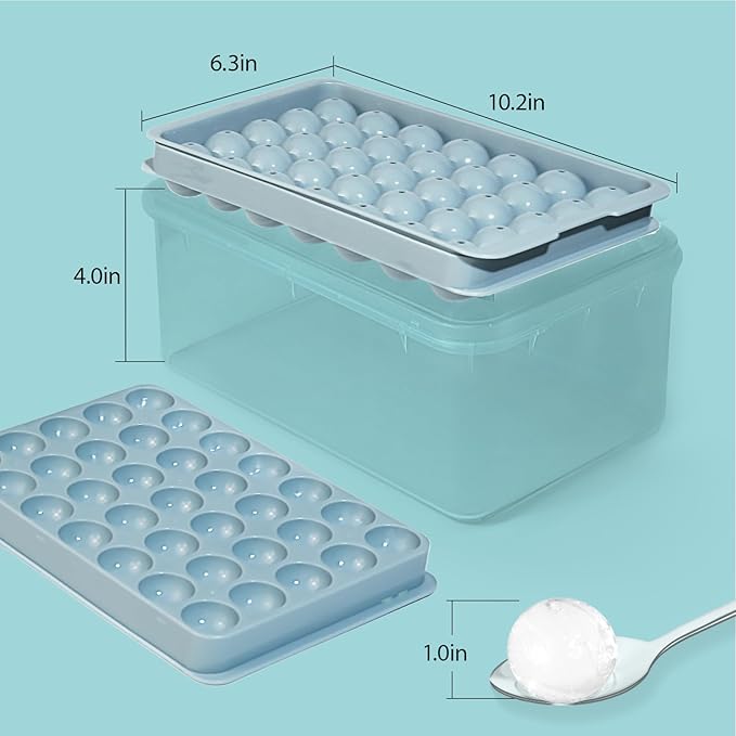 Ice Cube Trays with Lid and Bin, 1.0 IN Small Round Ice Cube Mold - 3 Pack(35 per Tray) Easy Release Stackable Ice Ball Maker Iced Bucket Kits, Circle Ice Tray for Cocktail, Whiskey & Drinks,BPA-Free - Image 5