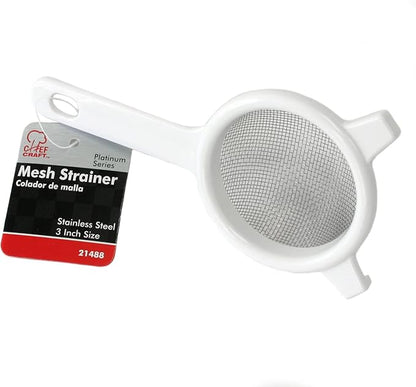 Chef Craft Classic Stainless Steel Mesh Strainer, 3 inches in diameter, White (Pack of 3)