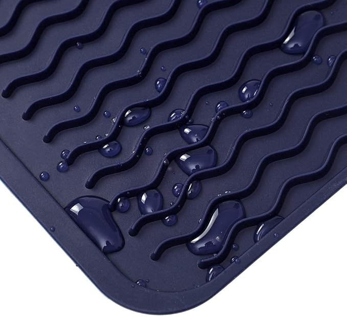 MicoYang Silicone Dish Drying Mat for Multiple Usage,Easy clean,Eco-friendly,Heat-resistant Silicone Mat for Kitchen Counter,Sink,Bar,Bottle,or Cup Navy Blue M 17 inches x 6 inches - Image 7