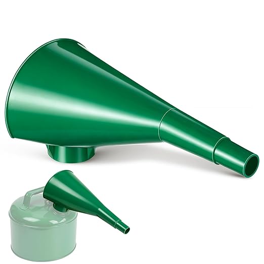 Plastic Funnel for Type I Metal Safety Cans, Compatible with Eagle F15FUN, Fits 1/2/5 Gallon Cans, 10" HDPE Funnel, Includes Diesel Only, Gasoline Only, Mixed Fuel Stickers(1 Pack,Green)