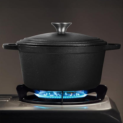 COMMERCIAL CHEF 3.4 Quart Cast Iron Dutch Oven with Dome Lid and Handles - Image 7