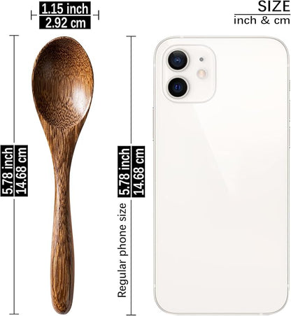 7 PCS Small Wooden Spoons, 5.8 Inch Honey Spoons for Tea, Padauk Wooden Honey Teaspoon for Coffee, Little Tiny Wood Spoons, Bamboo Table Spoon for stirring, Wooden Spoons for Utensils Set - Image 3