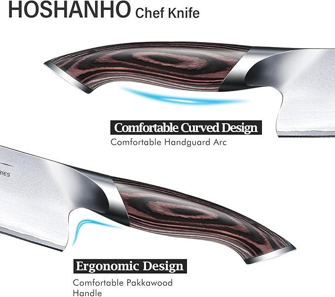 HOSHANHO Kitchen Knife in Japanese High Carbon Steel, Professional High-Class Chef's Knife 8 inch, Non-slip Ultra Sharp Cooking Knives with Ergonomic Handle - Image 3