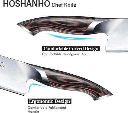 HOSHANHO Kitchen Knife in Japanese High Carbon Steel, Professional High-Class Chef's Knife 8 inch, Non-slip Ultra Sharp Cooking Knives with Ergonomic Handle - Image 3