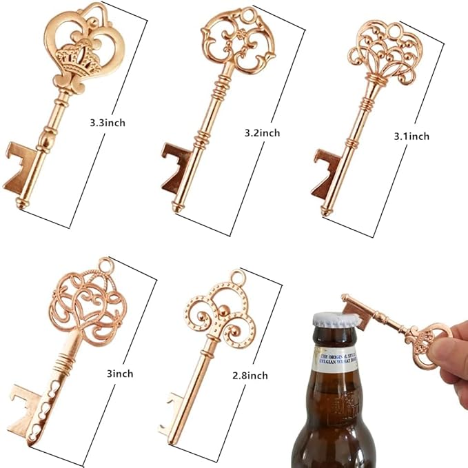 WODEGIFT 50 PCS Wedding Favors Key Bottle Openers,Bridal Shower Party Favors with Thank You Card Tag and Chains,Baby Shower Favors for Guests or Souvenirs for guests Bulk(Rose gold) - Image 6