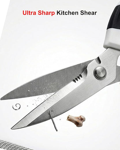 All-Purpose Kitchen Shears, Sharp Stainless Steel Kitchen Scissors with Protective Sheath, Cooking Scissors for Herbs, Bacon, Pizza, Vegetables & Food Packaging, Dishwasher Safe