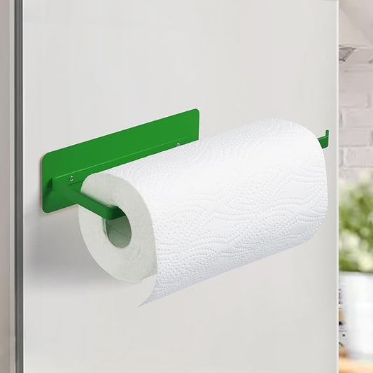 Magnetic Paper Towel Holder for Fridge Green,Heavy Duty Strong Magnet Backing for Toolbox,Grill,BBQ Griddles,RV Tailgates,Microwave,Fridge,Garage - Fit for Large Size of Paper Towel Roll