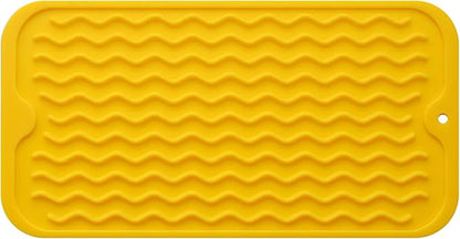MicoYang Silicone Dish Drying Mat for Multiple Usage,Easy clean,Eco-friendly,Heat-resistant Silicone Mat for Kitchen Counter or Sink,Refrigerator or Drawer Liner Yellow S 12 inches x 6 inches by MicoYang