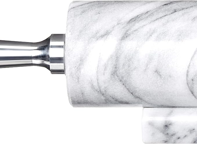Fox Run 8648 Marble Rolling Pin and Base with Aluminum Handles, 2.5 x 17.5 x 3 inches, White - Image 3
