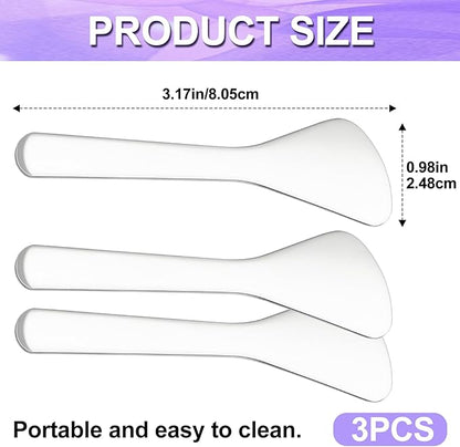 Pndeyo 3pcs Mini Stainless Steel Makeup Spatula, Reusable Cosmetic Cream Spatulas Spoon, Skincare Scoop Applicator Facial Massage Beauty Tools for Mixing and Sampling Face Eye Cream- 3.17"×0.98"