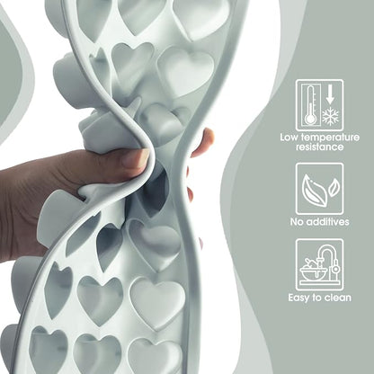 Heart Shape Ice Cube Tray, 21 Holes Silicone Ice Cube Mold with Removable Lid Flexible for Whiskey Cocktail Chocolate (Gray) - Image 3