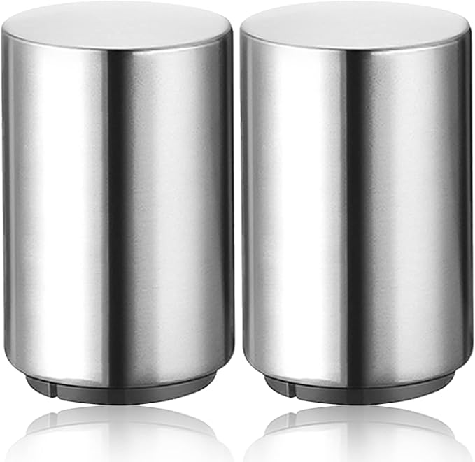 2PCS Pop-the-Top Beer Bottle Opener, Metal Automatic Magnetic Glass Bottle Cap Openers, Wine Bartender Tool Cap Catcher for Bar, Party, Wine Ceremony, Restaurant Household Utensils, Easy to Use-Silver by SmaringRobot