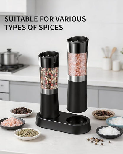 CIRCLE JOY Gravity Sensor Salt and Pepper Grinder Set with Charging Base, Electric Salt and Pepper Mills Set with LED Light, Adjustable Coarseness, No Battery Needed, for Home Kitchen BBQ - Image 6