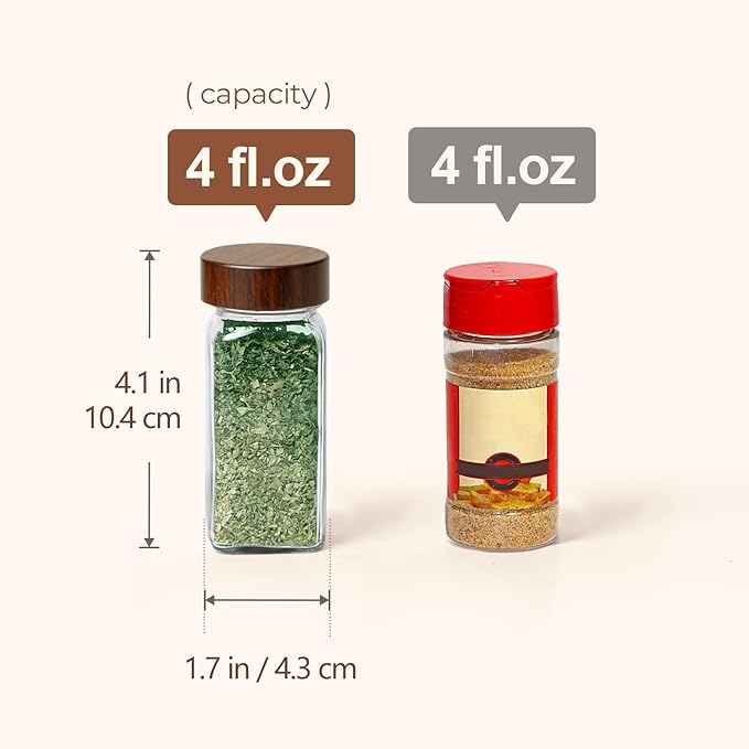 ComSaf 24Pcs (4Oz) Glass Spice Jars with Label, Airtight Seasoning Containers with Lid for Home Cooks to Organizing Herbs, Sugar, Pepper, Salt, Glass Spice Bottles Organize Cabinet & Drawer - Image 3