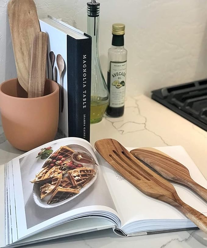 Spurtle Set, Natural Acacia Wooden Kitchen Utensils Set of 4, Wooden Spoons Utensils for Cooking, stirring, Mixing, Serving, spurtles kitchen tools as seen on tv for NonSick Cookware - Image 5