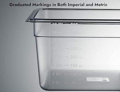 CURTA 6-Pack Full Size 6" Deep NSF Polycarbonate Food Pans | Dishwasher & Freezer Safe Clear Container for Prep Tables, Buffet, Salad Bar, Commercial & Home Kitchen