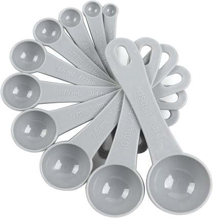 DOTINGHUX Measuring Spoons Set with Egg Separator 12-Piece,Gray