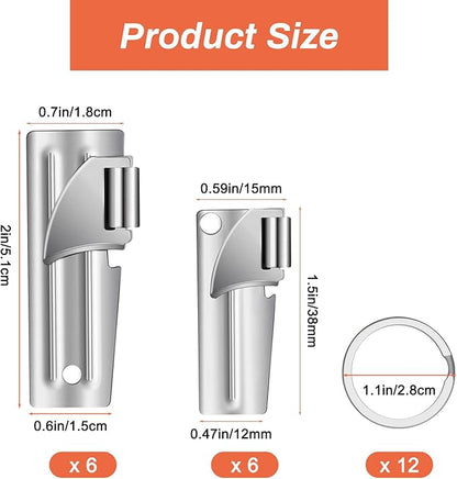 12 Pieces Military Style Can Openers with Key Rings, Anglecai P-38 and P-51 Camping Can Openers Stainless Steel Army Survival Can Opener Portable for Traveling