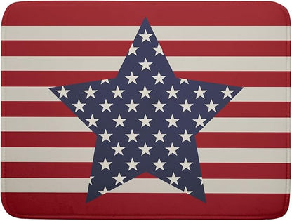 Blue Star Patriotic July of 4th Dish Drying Mat for Kitchen Counter 18x24 Independence Day Red Striped Absorbent Reversible Microfiber Drying Mats Kitchen Countertop Protector Dishes Drainer Rack Pad by Aytipun