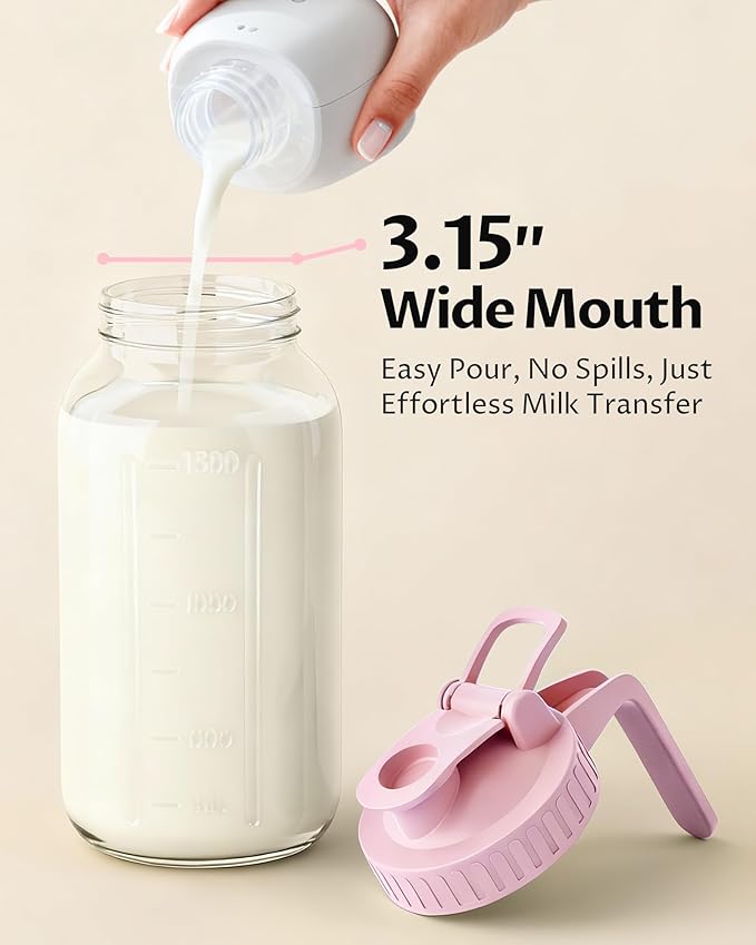 64oz Glass Breast Milk Pitcher with Lid – Leak-Proof & Airtight Formula Breastmilk Pitcher, 1/2 Gallon Storage Container for Breastmilk, Formula, and Milk - Image 4