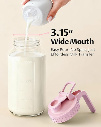 64oz Glass Breast Milk Pitcher with Lid – Leak-Proof & Airtight Formula Breastmilk Pitcher, 1/2 Gallon Storage Container for Breastmilk, Formula, and Milk - Image 4