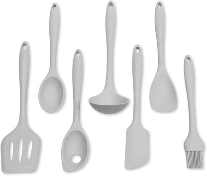 Chef Craft - Premium Silicone Kitchen Tools and Utensils Set, Non-Scratch, Withstands Temperatures up to 450°F, BPA-Free, 7 Piece Cooking Utensils Set, Gray by ChefCraft