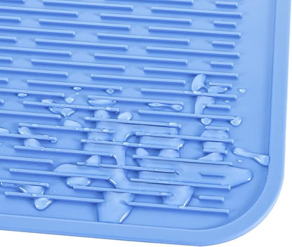MicoYang Silicone Dish Drying Mat for Multiple Usage,Easy clean,Eco-friendly,Heat-resistant Silicone Mat for Kitchen Counter or Sink,Refrigerator or Drawer Liner Lichen BlueL 4XL 32 inches x 18 inches - Image 9