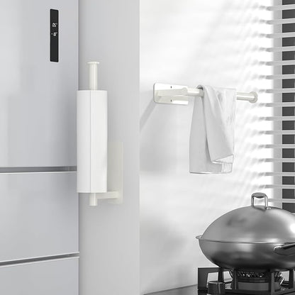 ASTOFLI Paper Towel Holder Under Cabinet No Drilling, Self Adhesive Paper Towel Holder Wall Mount for Kitchen Rack, Under Counter Napin Holder No Drill, RV, 304 Stainless Steel, White - Image 6