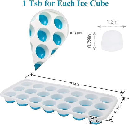 Ice Cube Trays with Lids BPA Free, 4 Pack Easy Release Silicone Ice Cube Trays for Freezer 84 Sphere Ice Tray with Stackable No Spill Lids, Dishwasher Safe, Blue & Green - Image 2