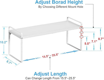 15.5 to 25.5 Inch Kitchen Cabinet Shelf Organizers, Adjustable Kitchen Counter Shelf Organizer, Set of 3 Expandable Countertop Storage Shelves, Stackable Design, 30LBS Heavy Duty, Space Saver - Image 2