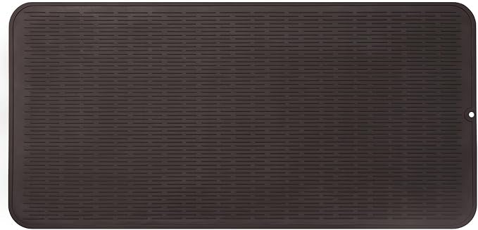 MicoYang Silicone Dish Drying Mat for Multiple Usage,Easy clean,Eco-friendly,Heat-resistant Silicone Mat for Kitchen Counter or Sink,Refrigerator or Drawer Liner Coffee 5XL 36inches x 18inches by MicoYang