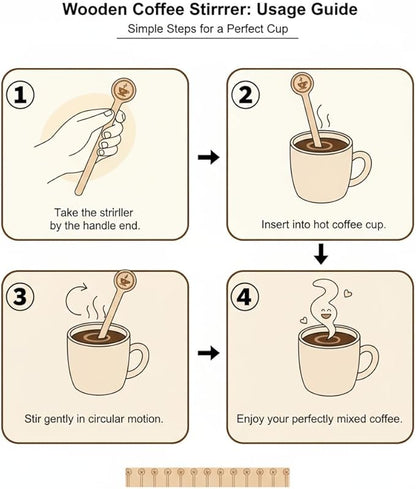Coffee Stirrers Stir Sticks Wooden Beverage Mixer with Round Ends,Disposable Environmentally Friendly Biodegradable Cafe Grade Beverage Stir Sticks for 6 Inch Coffee Milk Cocktail Tea (100) - Image 3
